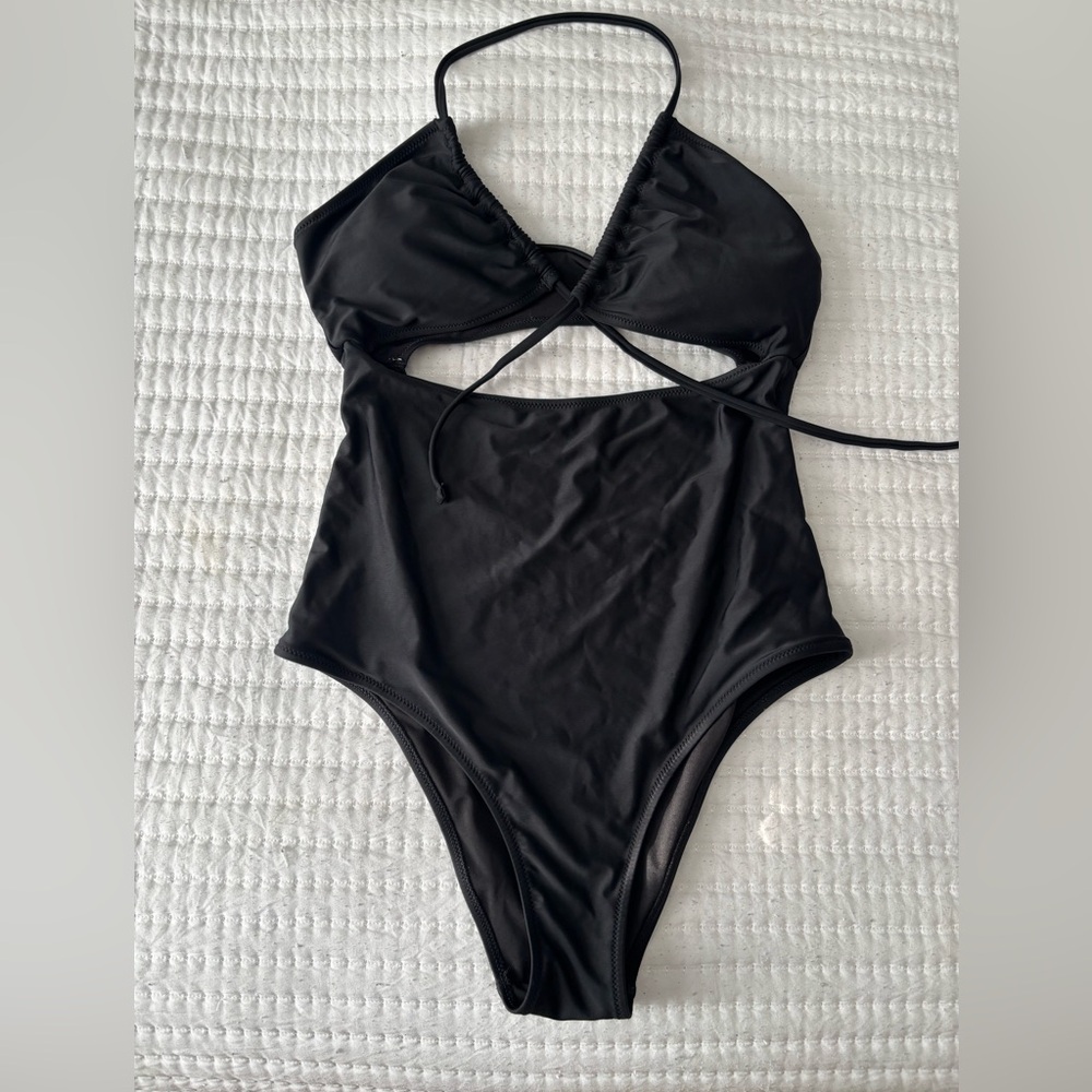 aerie Black One-Piece Cheeky Swimsuit